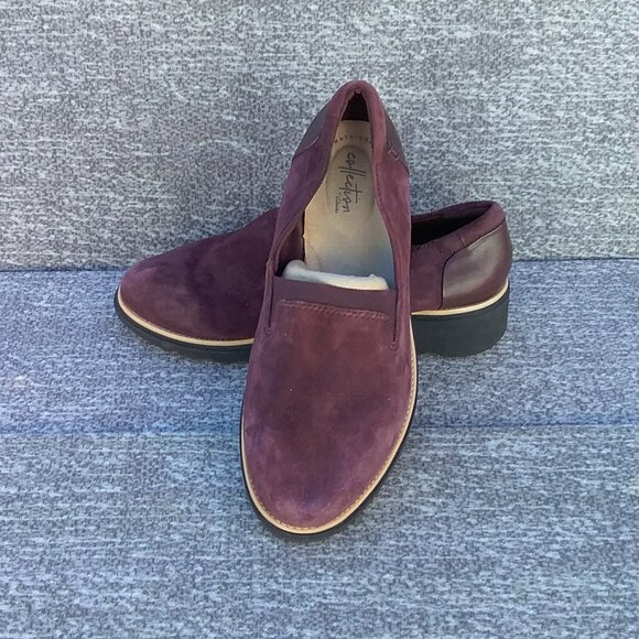 Clarks Women's Shoes 8,5 Puprle Plum Platform Wedge Fall "Sharon Dolly" - Picture 5 of 11